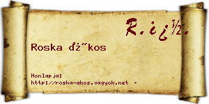 Roska Ákos névjegykártya